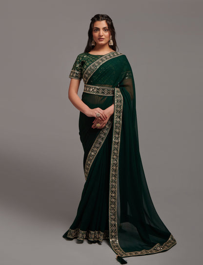 Chinon Designer Saree with Zariwork