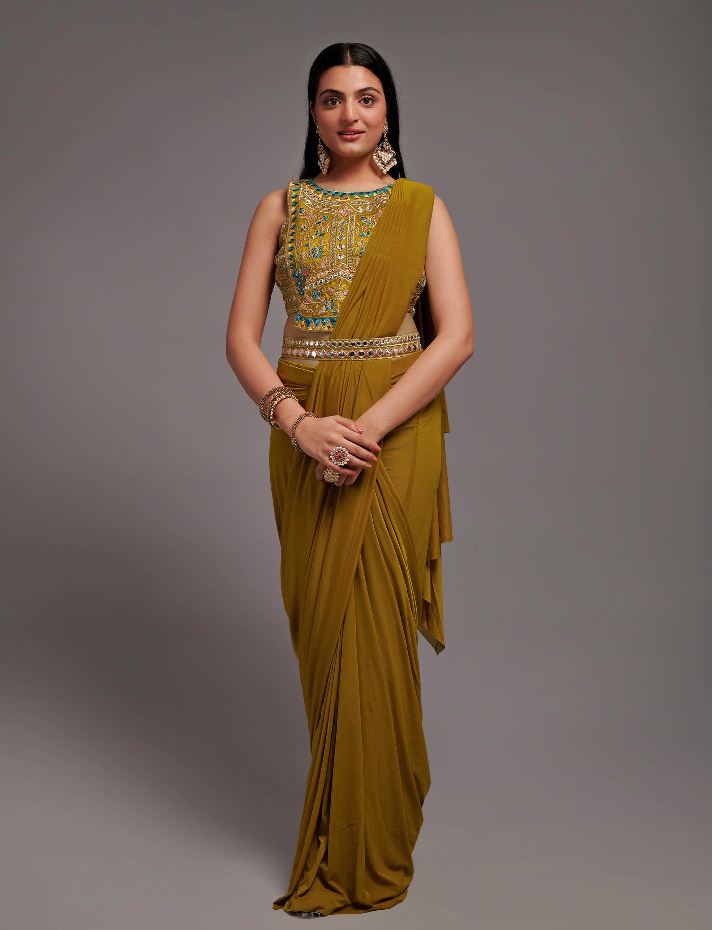 Ready to Wear Saree with Embroidered Blouse