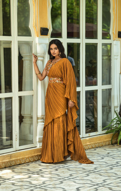 Women Crush Chinon saree with heavy multi sequins work blouse