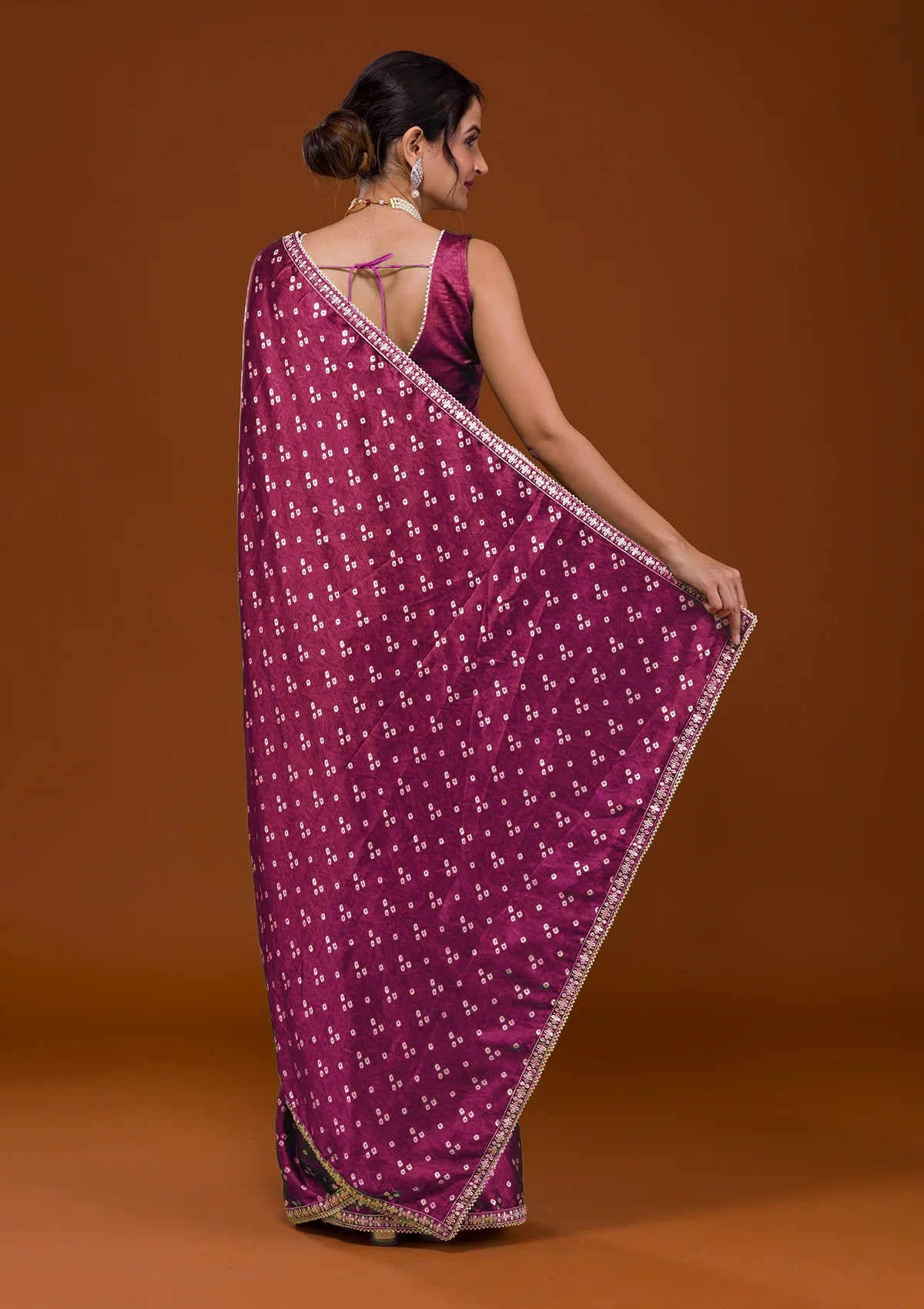 Women Bandhani satin saree